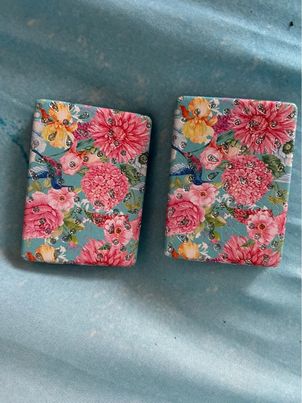 Floral Compact Mirror - Pink & Teal.  21
